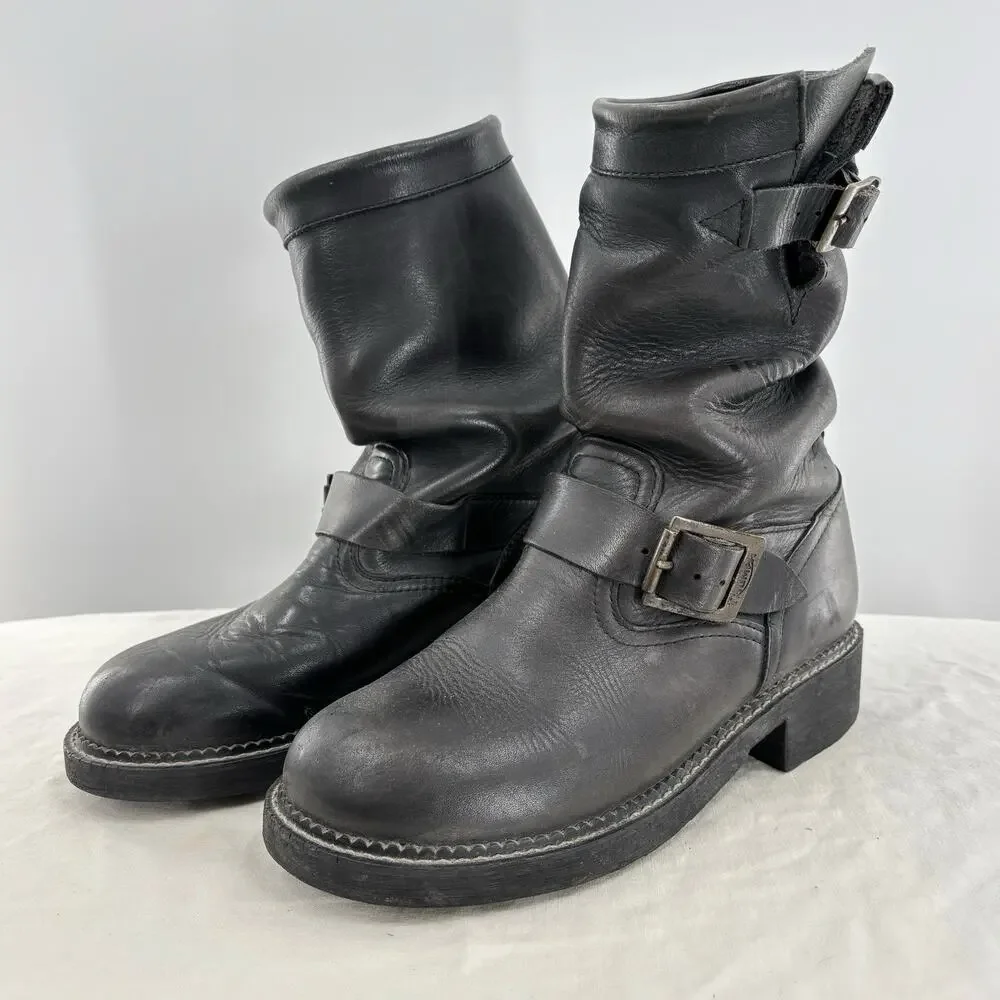 Vtg Triumph Motorcycle Engineer Boots Black Leather Mens 5.5 EU 37 Slovakia